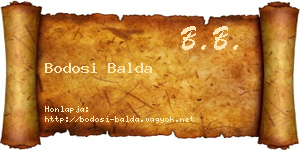 Bodosi Balda névjegykártya